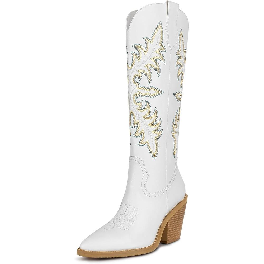 Women's White Embroidered Western Cowgirl Boots - Sz 9 - NWOT